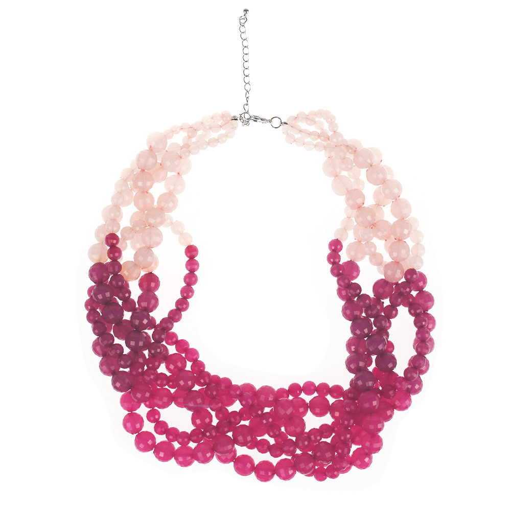 Atida Plaited Ombre Bead Necklace - Rose Peach