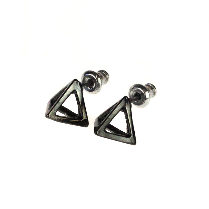 Atida Steel Pyramids Earrings Gunmetal
